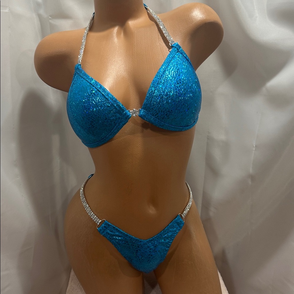 Blue and Silver Bikini figure suit